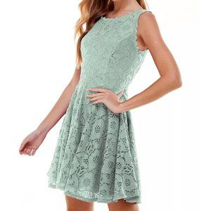 City Studio Lace Fit & Flare Dress Sage Green Size 0